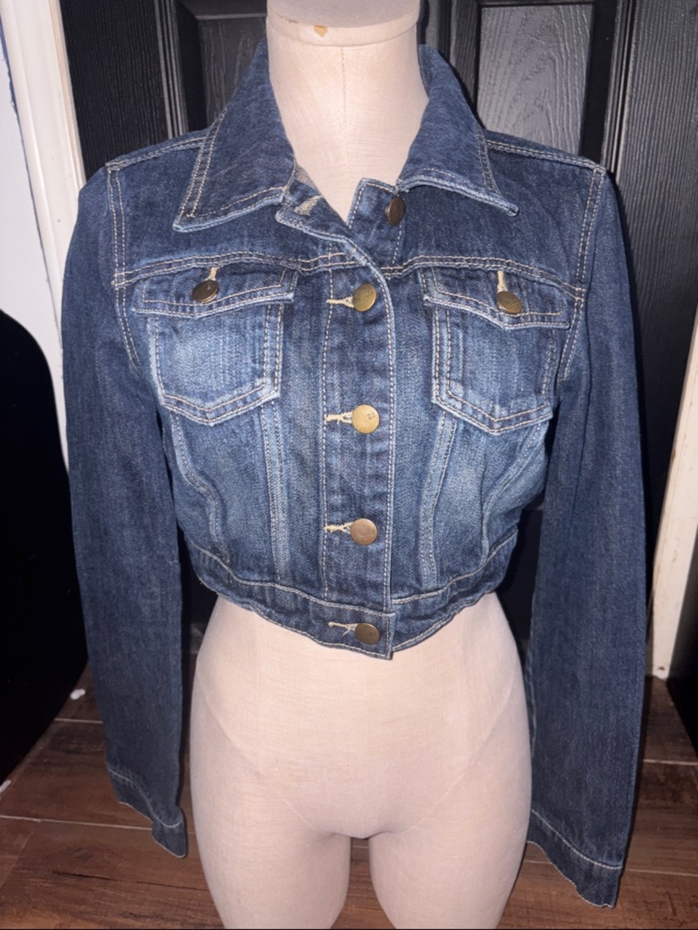 2.1 Denim Dark Blue Cropped Jacket